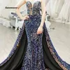 Vintage Evening Dresses Long Robe de Soiree Abendkleider Sexig High Split Backless Prom Dress A Line Grows