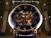 Forsining 3d ロゴデザイン中空彫刻ブラックゴールドケースレザースケルトン機械式時計メンズ高級ブランドヘレン大時計 LY191206