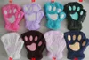 Women Cute Cat Claw Paw Plush Mittens Warm Soft Plush Short Fingerless Fluffy Bear Cat Winter Gloves Women guantes tacticos 14 Colors