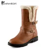 Hot Sale-Dam Halv Boots Inner Boot Vinter Varm Båt Europeisk Amerikansk Stil Kvinna Vintage Kort Tjock Päls Botas Skor Storlek 34-43 G106