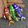 6cm Lifelike Swing Koi Fish Keychains Key rings Chinese Cloisonne Carp Charms Animal Enamel Cute keychains for Ladies Men Gifts with box