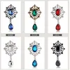 Broches Vintage Pin avec grand pendentif en pierre CZ goutte d'eau strass Bijoux rouges uniques Bijoux verts 6 couleurs