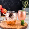 Moscow Mule Mok Roestvrij staal Bier Cup Rose Goud Zilveren Koper Mok Gehammered Copper Geplated Bar Drinkware Drank Mokken Cocktail Glass