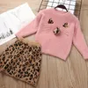 Kids Girls Winter Outfits Otter Leopard Skirt Sets Sweater Skirt Set Kids Casual Girls Clothes Girl Outfits Sets 064873649