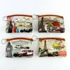 25pcsLot Mix colors coin purse with key ring printed pattern of Famous buildings in Europe and America Mini Coin bag change pouch4729162