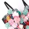 Femmes Fleurs Colorées Appliques Bralette Broderie Florale Multicolore avec Bretelles Réglables et Coupes Tridimensionnelles Mode Crop Top