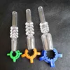 Quartz Tip With Plastic Keck Clips Smoking Accessories For 10mm 14mm 18mm Titanium Nail Hookahs Glass Water Bongs Pipes Dab Oil Rigs