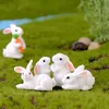 4pcs/8pcs Decoraci￳n del jard￭n Lindo Conejo Pascua Miniatura Hare Animal Figurina Resina Craft Mini Bunny Ornament Suministros de jard￭n de hadas
