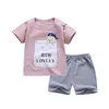 Kids Outfits 100% Cotton Boys Shirts Shorts 2PCS Sets Short Sleeve Girls Tops Pants Cartoon Children Clothes Set Summer Kids Clothing DW2516