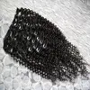 ブラジル人の人間の髪の毛100％リアルクリップの人間の髪8個と100g /セットクリップのヘアエクステンションキンキーカーリー