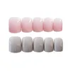 24Pcsset Cute Sweet Light Gray Powder Jumping Square Head Solid Color Fake Nails Finished Fingernails Nail Art False Nails Tips4289824