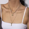 Nyckellåshalsband Chokers Guldkedjor Multilayer Halsband Fashion Jewelry Women Love Lock Pendant
