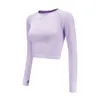 Women's Pink Seamless Long Sleeve Crop Top Yoga Shirts with Thumb Hole Running Fitness Workout Seamless Top Shirts