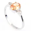 Luckyshine Valentine's Prezenty Owalne Szampania Morganite Kamienia Pierścienie Kobiety 925 Sterling Silver Plated Bridal Jewelry Pierścienie