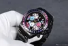 Montre de luxe pour hommes de haute qualité noir chronométrage cosmique arc-en-ciel diamant cadran graffiti mécanique automatique en acier inoxydable montre-bracelet maître