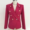 Premium New Style Toppkvalitet Original Design Kvinnors Double-Breasted Classic Blazer Slim Jacket Metal Buckles Red Coat Outwear 1907