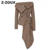 Zoux vrouwen blazer jas sexy strapless plaid dames pak jas onregelmatige vrouwen blazer jassen asymmetrie vrouwelijke jas herfst CJ191130