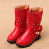 Skhek Girls Snow Boots新しいファッション快適な濃厚な子供向けの子供向け冬のかわいい男の子プリンセスシューズ