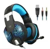 Elke G1000 Professional Gaming Hoofdtelefoon PS4 Xbox One Headset met Mic Stereo Bass Ademhaling LED Light PC Tablet 20pcs / lot