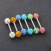 Fashion Tongue Ring Stainless Steel Nipple Barbell Crystal Ear Bar Tragus Earring Body Piercing Jewelry Mix 10 Colors4376563