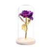 Künstliche Gold Rose Blume LED Rose Lampe in Glaskuppel auf Holz Batterien Powered Base Jubiläum Hochzeit Geschenk Home Decor1