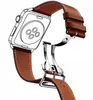 New Fashion butterfly clasp Leather strap for apple watch series Ultra/8/7/6/5/4/3/2/1 40MM 42MM 38mm 44MM Band for iwatch 41 45 49mm Accessories