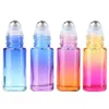 5 ml Rainbow Color Roll på flaskor Tom påfyllningsbar parfym Essential Oil Glass Roller Bottle Container för hemresanvändning