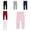 Pantaloni elasticizzati color caramella per ragazza Calzini con fondo lavorato a maglia Leggings Collant solidi per bambini Vita media Pantaloni moda in cotone caldo Abbigliamento per bambini D6380