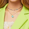 designer de moda de luxo populares multi camada de metal cadeia de turquesa bonito da estrela pingente circular colar declaração gargantilha para a mulher