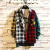 Spring Personality Korean Version Of The Trend Of Color Matching Plaid Shirt Men's Casual Hip Hop Loose Long-sleeved Shirt 5xl SH19062801