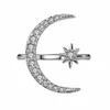 Crystal Moon Ring Diamond Moon Star Rings Justerbara förlovningsrins Fashion Jewelry for Women Will och Sandy