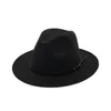 Lã feltro fedora chapéu tampa larga borda com cinto senhoras trilby chapeu feminino chapéu mulheres homens jazz igreja goodfather sombrero tampões