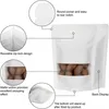 Sacos Sealable Bolsas De Papel Kraft Branco Stand Up Zipper Resealable Food Grade Snack Biscoito Bolso De Embalagem