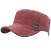 メンズレディース100％洗浄された綿の平野のソリッドカデットの基本フラットトップエアーホールの軍事隊ツイル野球の日光スポーツランニングゴルフキャップの帽子