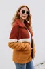 Kvinnor Patchwork Coat Long Sleeve Zipper Sherpa Sweatshirt Soft Fleece Jacket Outwear med fickor Toppar Plush Sweatshirt LJJA2861