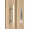 1 pcs escovado de alta qualidade aço inoxidável deslizamento de porta de porta de porta puxar o botão de madeira