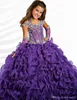 Purple Girl039s brilhar vestidos de concurso vestido de bola organza flor de flor de flores feitas à mão Flores de cristais CRISTAIS TEDDDLER Page7306261