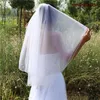 Nuovo modo di alta qualità elegante bianco avorio lunghezza punta delle dita pettine in lega a due strati bordo perlato velo da sposa marchio Meidingqianna