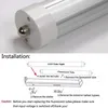 Le tube de porte de refroidissement LED T8 de 1,5 m s'allume 45 W AC 110 V FA8 à une broche et à double extrémité alimenté par ballast bypass transparent Len 6500 K F60T12 de remplacement fluorescent