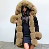 Mulheres Casacos De Pele De Inverno Estilo Quente Elegante Temperamento Gola De Pele De Manga Comprida Com Capuz Casacos Grossos Outerwear Moda Feminina