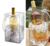 Bolsa de hielo para vino Bolsa de hielo para vino de champán de PVC transparente duradera Bolsa enfriadora con asa Almacenamiento transparente portátil Bolsas Coolin para exteriores LSK145