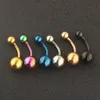 Mix 6 cores umbigo anéis de aço 14g umbigo anel parafuso feminino piercing barra jóias do corpo 100pcs3307542