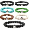 7 Stile Vintage Lava Stone Healing Kraft Hunde Hunde Pfoten Charme Elastische Stretch Perlen Armbänder für Frauen und Männer Bestes Geschenk