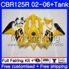 Corpo + serbatoio giallo chiaro per HONDA CBR-125R CBR125R 2002 2003 2004 2005 2006 272HM.41 CBR 125CC 125 R 125R CBR125RR 02 03 04 05 06 Carenature