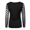 Sexy Black Dot Lace t shirts Women Evening Party Tees Tops Female Transparent Long Sleeve Slim Tops T-shirt Poleras De Mujer