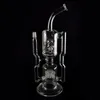 JM Flow Dubbele armleuning glazen waterpijp dubbele filtratie recycler glazen waterpijpen voor roken 18 inch met 22 filterbuis en glazen nagel