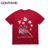 GONTHWID Freedom of Fantasy in Space Creative Print Camisetas Verano Hombres Casual Streetwear Tops Camisetas Hip Hop Hombre Algodón Camisetas CY200515