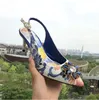 Shipping Diamond Free Stiletto High Heels Pillage Pointed Toes Paisley Printed Rose Flowers Buckle Sandals SHOES Pa