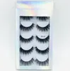 Emballage Laser 5 paires de cils de vison ensemble épais naturel long réutilisable faux cils accessoires de maquillage pour les yeux DHL gratuit