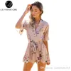 Pajaciki damskie Kombinezon Body Women Drukowane V-Neck Sexy Loose Casual Playsuit Combinaison Krótkie Krótkie Femme Ciała Kombinezony Hotsell